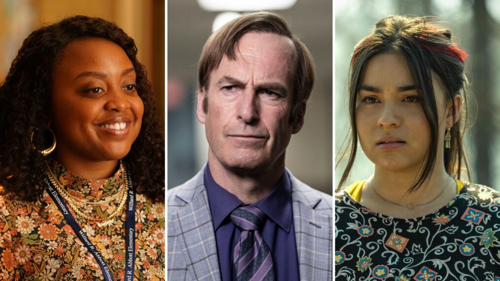 Quinta Brunson for 'Abbott Elementary,' Bob Odenkirk for 'Better Call Saul,' and Devery Jacobs for 'Reservation Dogs'