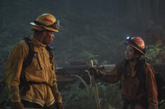 Jordan Calloway as Jake Crawford and Fiona Rene as Rebecca Lee in 'Fire Country' - 'No Good Deed'