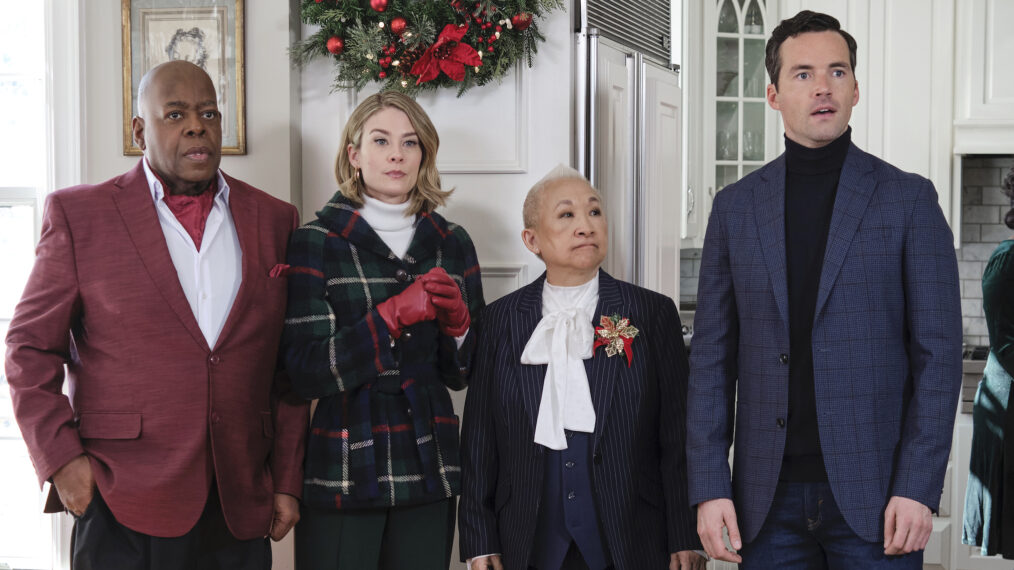 Reginald VelJohnson, Kim Matula, Lori Tan Chinn, and Ian Harding in 'Ghosts of Christmas Always'