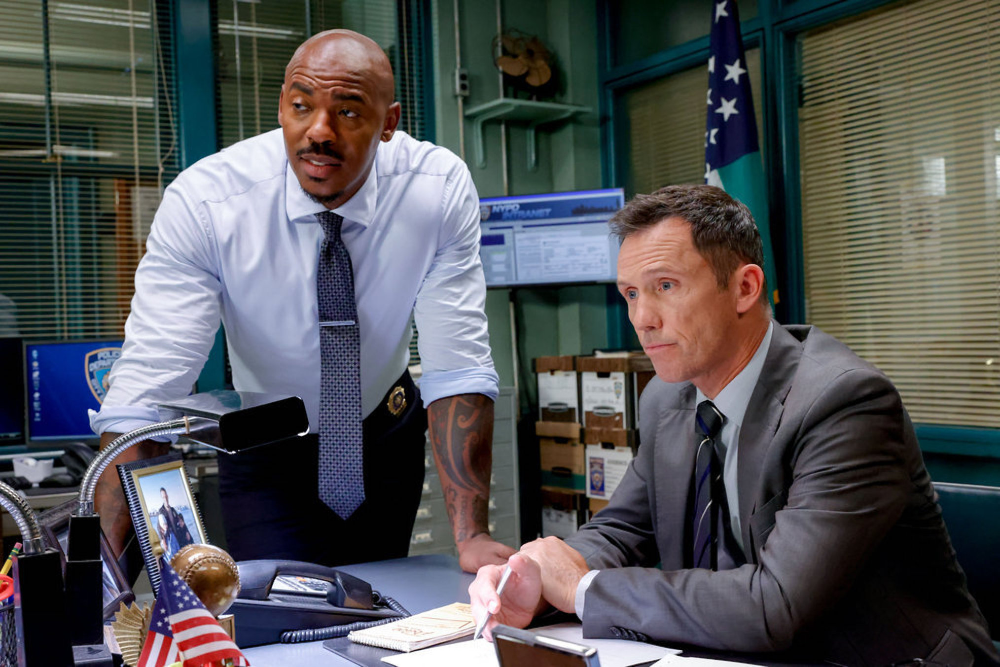 Mehcad Brooks and Jeffrey Donovan in 'Law & Order'