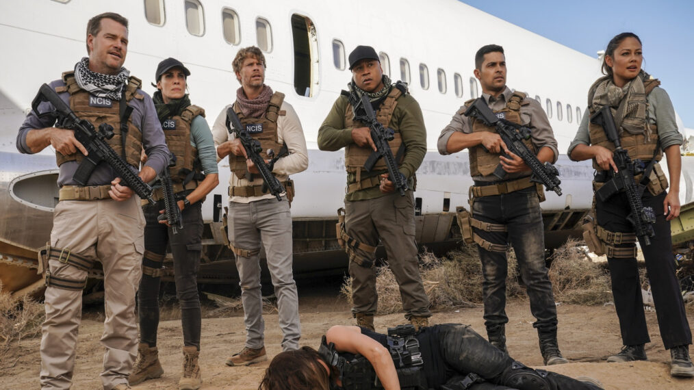 Chris O'Donnell, Daniela Ruah, Eric Christian Olsen, LL Cool J, Wilmer Valderrama, and Vanessa Lachey in 'NCIS' crossover