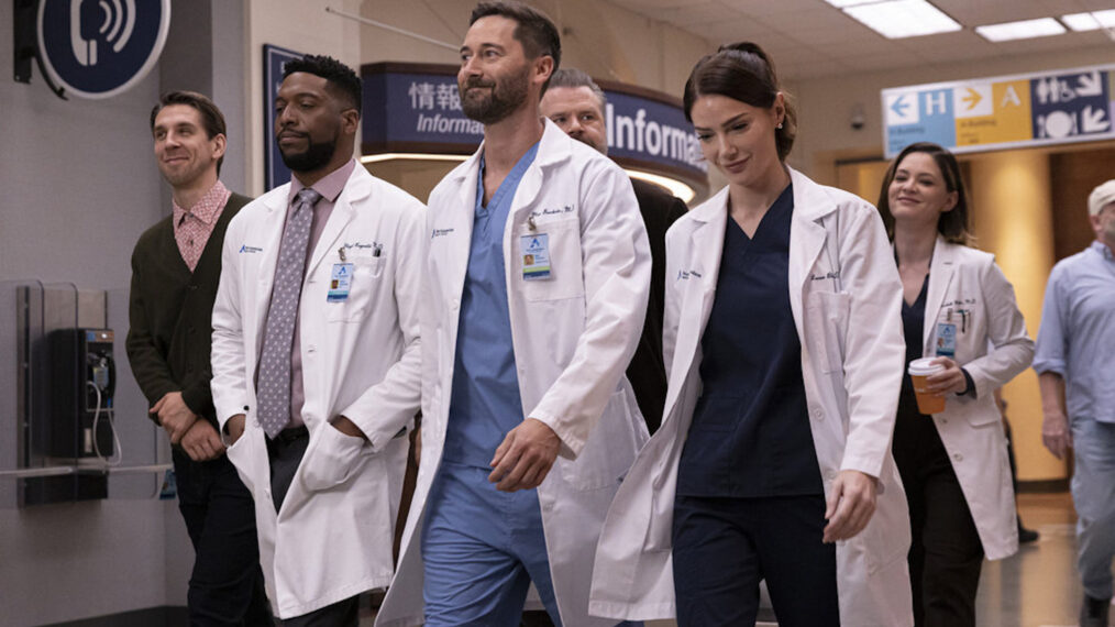 Conner Marx, Jocko Sims, Ryan Eggold, Tyler Labine, Janet Montgomery and Sandra Mae Frank in 'New Amsterdam'