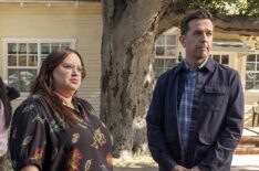 Jana Schmieding and Ed Helms in 'Rutherford Falls' Season 2