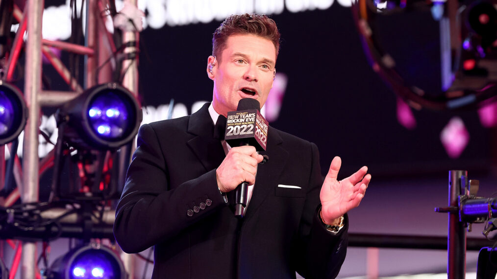 Ryan Seacrest speaks onstage during the Times Square New Year's Eve 2022 Celebration