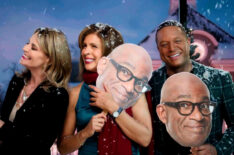 Savannah Guthrie, Hoda Kotb, Craig Melvin on 'Today' holding up Al Roker faces