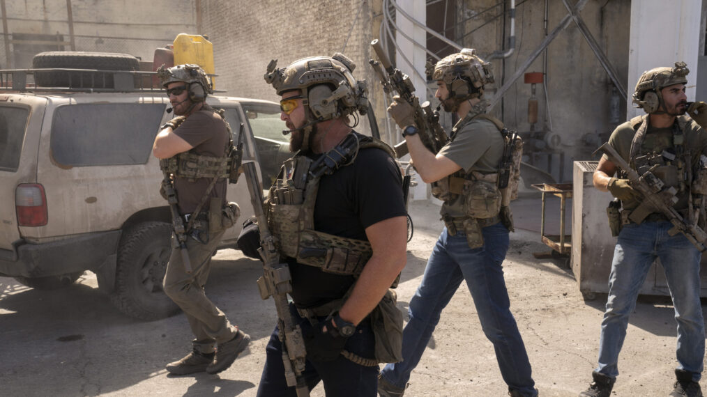 David Boreanaz, AJ Buckley, Raffi Barsoumian, and Justin Melnick in 'SEAL Team'