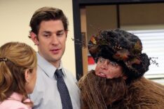 Jenna Fischer, John Krasinski, and Rainn Wilson in the 'Dwight Christmas' episode of 'The Office'