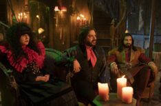 Natasia Demetriou, Matt Berry, and Kayvan Novak in 'What We Do in the Shadows'