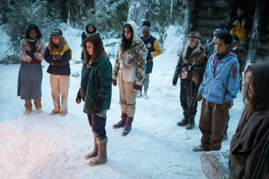 Samantha Hanratty, Sophie Nélisse, Courtney Eaton, Sophie Thatcher, and Jasmin Savoy Brown in 'Yellowjackets'