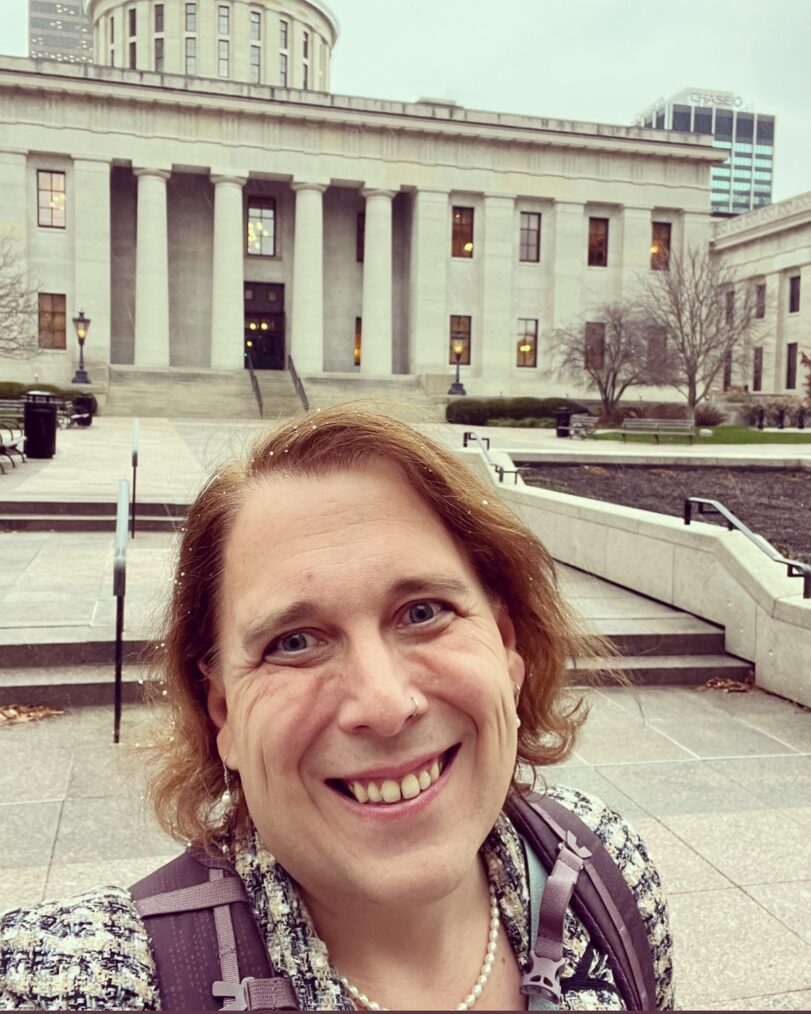 Amy visits Columbus to testify against anti-trans bill.