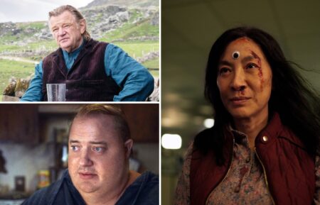 Brendan Gleeson in 'The Banshees of Inisherin,' Brendan Fraser in 'The Whale,' and Michelle Yeoh in 'Everything Everywhere All at Once'