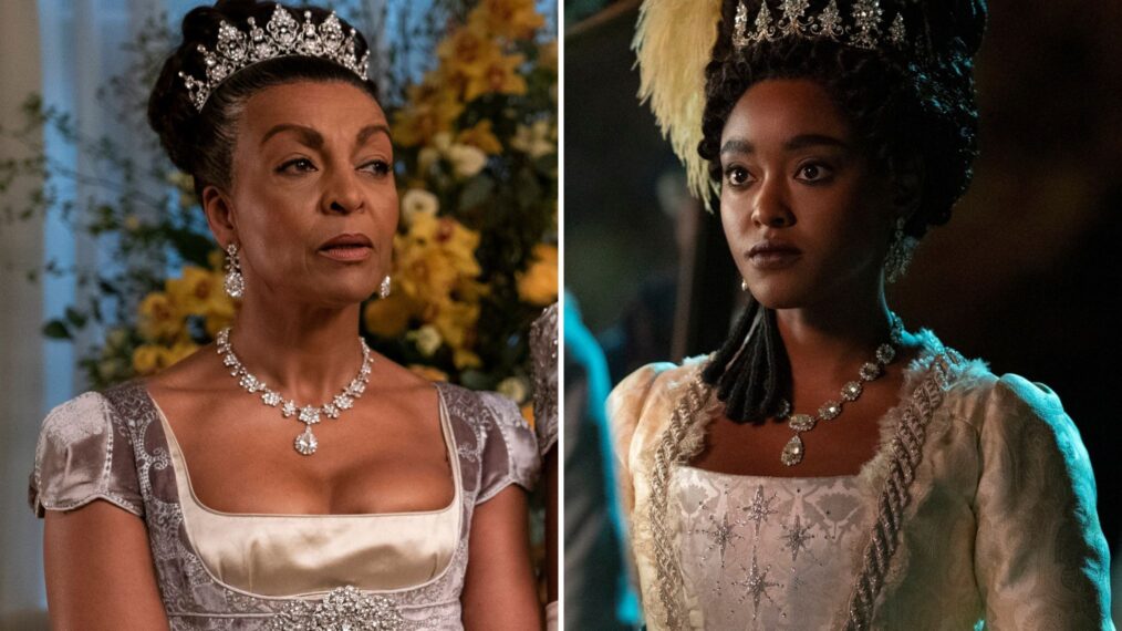 Adjoa Andoh and Arsema Thomas as Lady Danbury in 'Bridgerton' and 'Queen Charlotte: A Bridgerton Story'