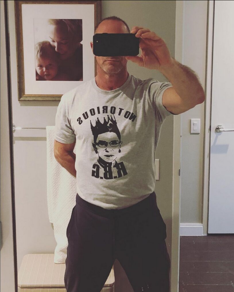 Christopher Meloni wears a Ruth Bader Ginsberg t-shirt