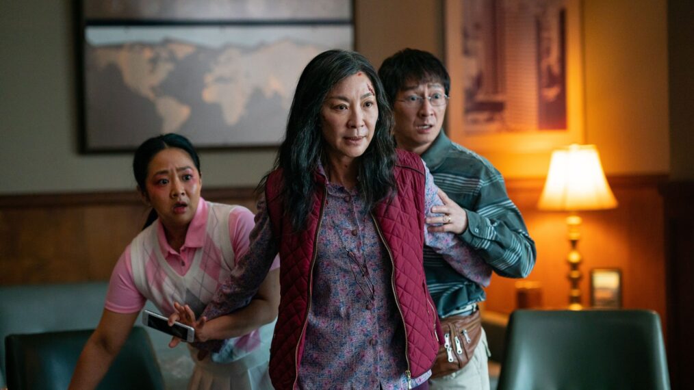Stephanie Hsu, Michelle Yeoh, and Ke Huy Quan in 'Everything Everywhere All at Once'