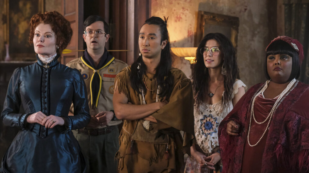 Rebecca Wisocky, Richie Moriarty, Roman Zaragoza, Sheila Carrasco, and Danielle Pinnock in 'Ghosts' Season 2