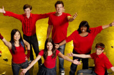 Chris Colfer, Cory Monteith, Amber Riley, Kevin McHale, Lea Michele, Jenna Ushkowitz in Glee