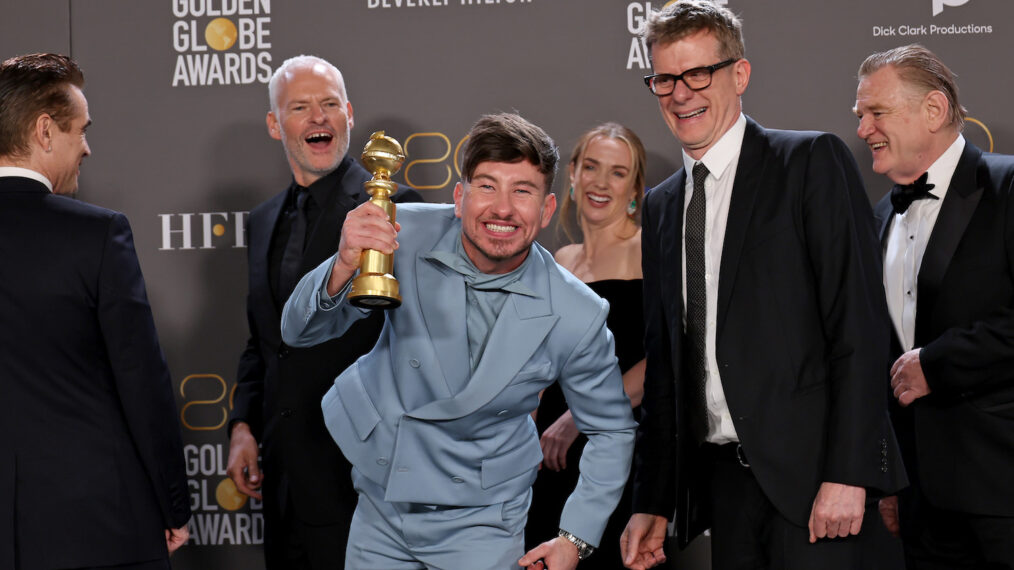 Colin Farrell, Martin McDonagh, Barry Keoghan, Kerry Condon, Graham Broadbent, and Brendan Gleeson at the 2023 Golden Globes
