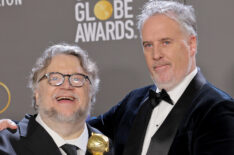 Guillermo del Toro and Mark Gustafson at the 2023 Golden Globes