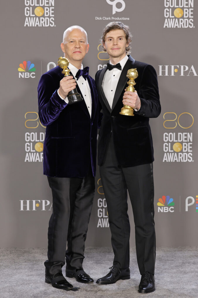 Ryan Murphy and Evan Peters at the 2023 Golden Globes