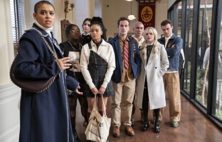 Jordan Alexander, Grace Duah, Zion Moreno, Whitney Peak, Eli Brown, Evan Mock, Emily Alyn Lind, and Thomas Doherty in 'Gossip Girl'