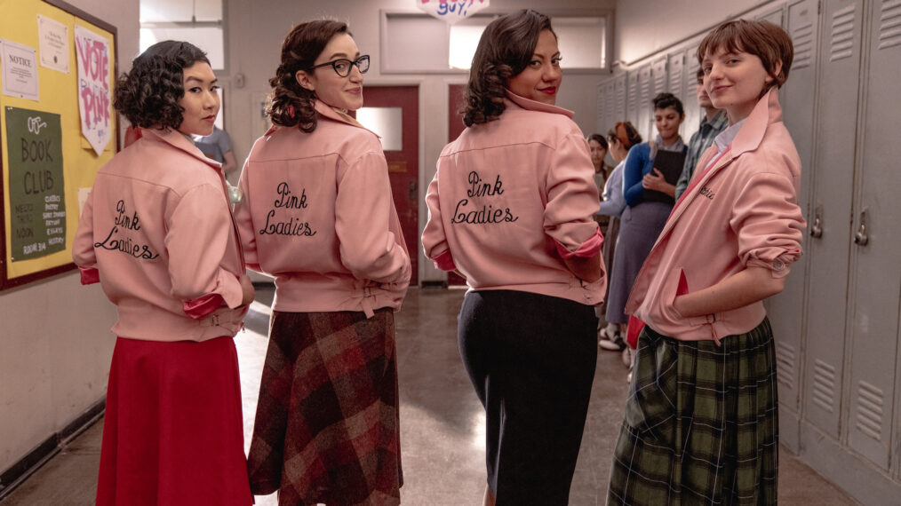 Tricia Fukuhara, Marisa Davila, Cheyenne Wells und Ari Notartomaso in „Grease: Rise of the Pink Ladies“