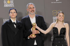 'House of the Dragon' stars Emma D'Arcy and Milly Alcock with director Miguel Sapochnik at 2023 Golden Globes