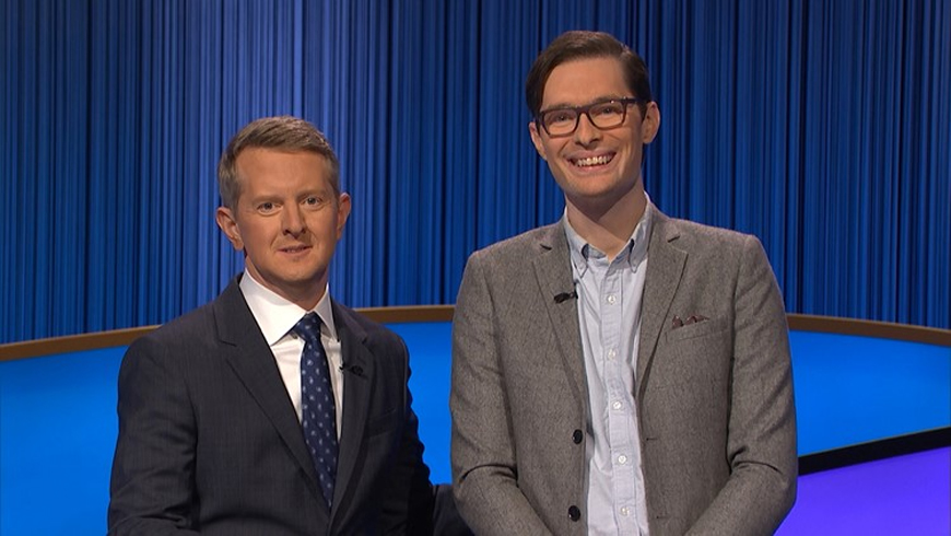 Ken Jennings poses with Troy Meyer