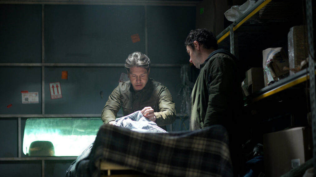 Jon Seda as Dr. Sam ,Josh McKenzie as Lucas in 'La Brea' - 'Murder in the Clearing'