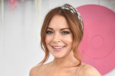 Lindsay Lohan attends the Network 10 marquee on Melbourne Cup Day