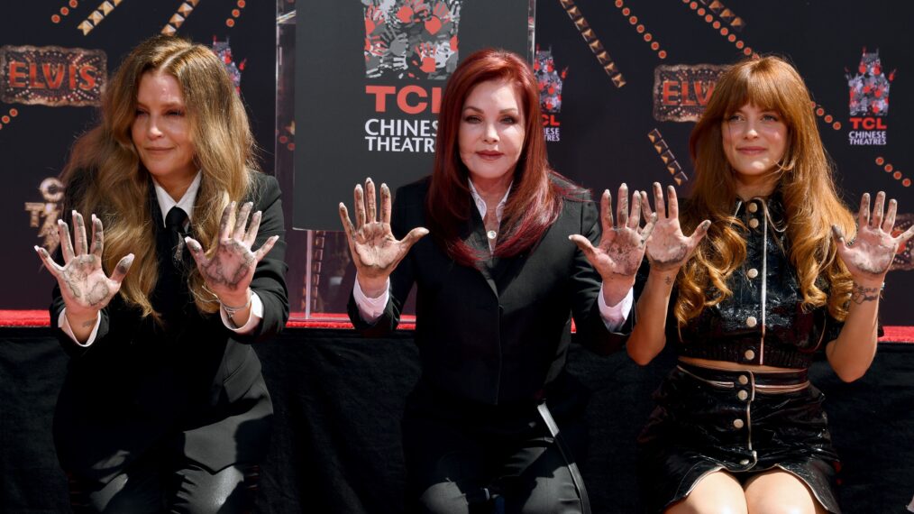 Lisa Marie Presley, Priscilla Presley, and Riley Keough attend the Handprint Ceremony at TCL Chinese Theatre