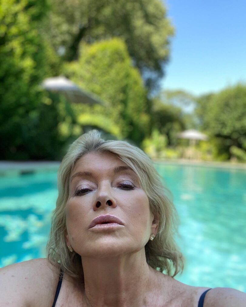 Martha Stewart selfie at the pool