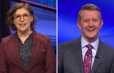 Mayim Bialik and Ken Jennings hosting Jeopardy!