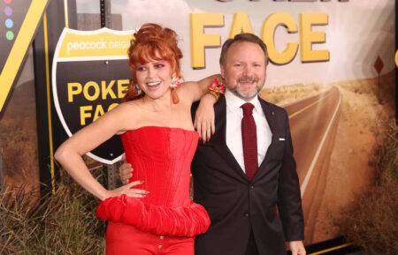 Natasha Lyonne and Rian Johnson attend Poker Face premiere