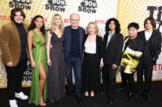 Maxwell Acee, Ashley Aufderheide, Callie Haverda, Kurtwood Smith, Debra Jo Rupp, Sam Morelos, Reyn Doi, and Mace Coronel attend the Los Angeles special screening reception for Netflix's new series 'That '90s Show'