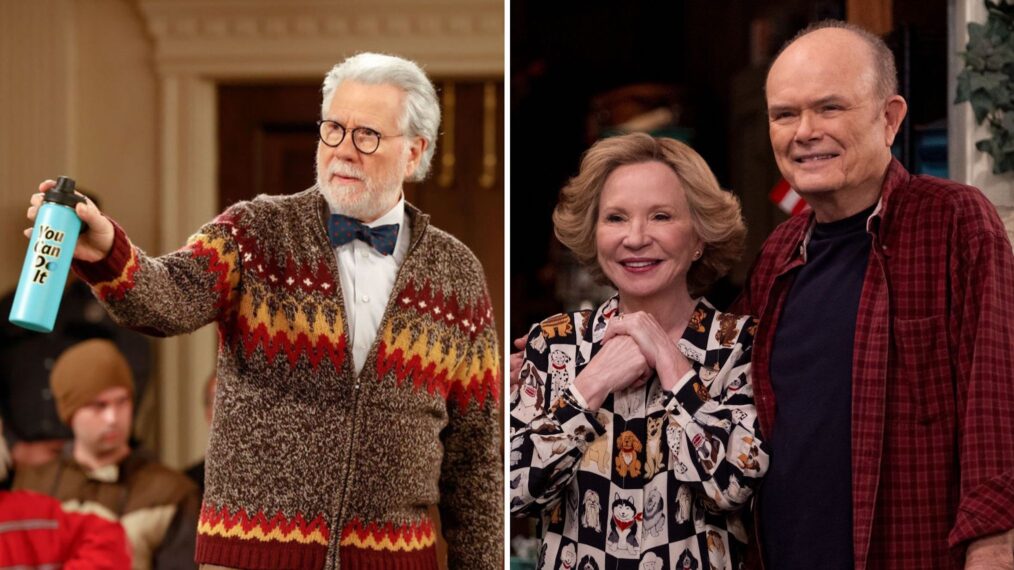 John Larroquette in 'Night Court' (L); Debra Jo Rupp & Kurtwood Smith in 'That '90s Show' (R)