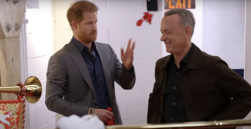 Prince Harry and Tom Hanks on LAte Show