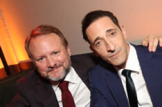 Rian Johnson and Adrien Brody at Poker Face premiere