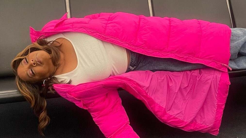 Sherri Shepherd takes a nap at airport