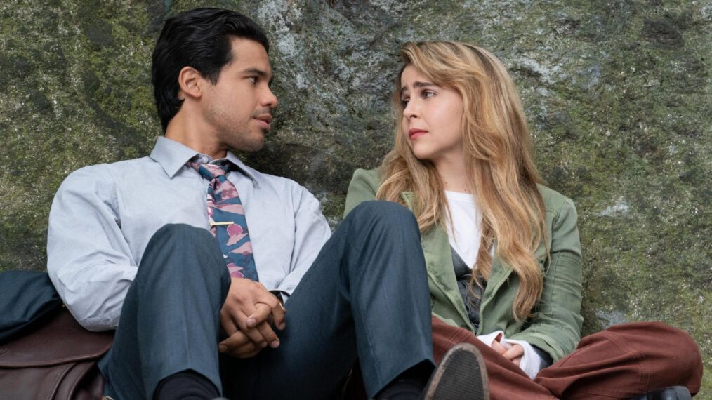 Carlos Valdes and Mae Whitman in 'Up Here'