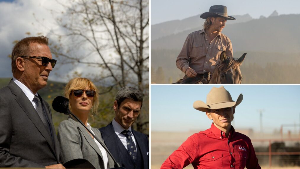 Kevin Costner, Kelly Reilly, Wes Bentley, Luke Grimes, and Jefferson White in 'Yellowstone'