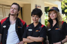 Jack Alcott as Randy, Angel Desai as Jean, Natasha Lyonne as Charlie Cale in Poker Face - Season 1