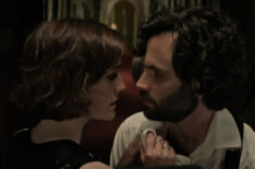 Charlotte Ritchie and Penn Badgley in Yes