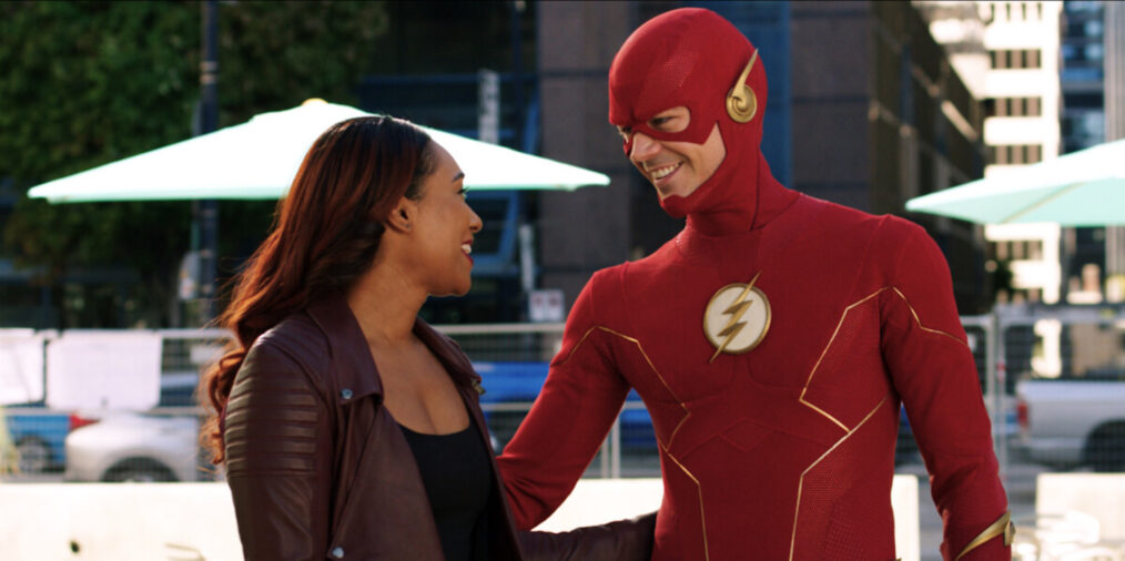 Candice Patton and Grant Gustin as Barry and Iris on 'The Flash' Season 9 Premiere