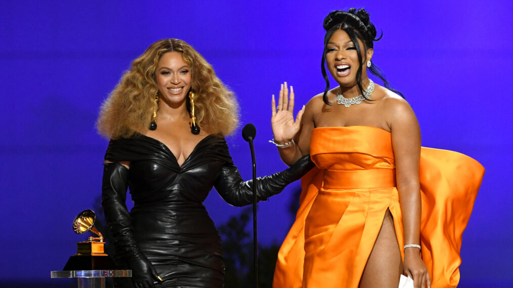 Beyonce & Megan Thee Stallion at the 2021 Grammys