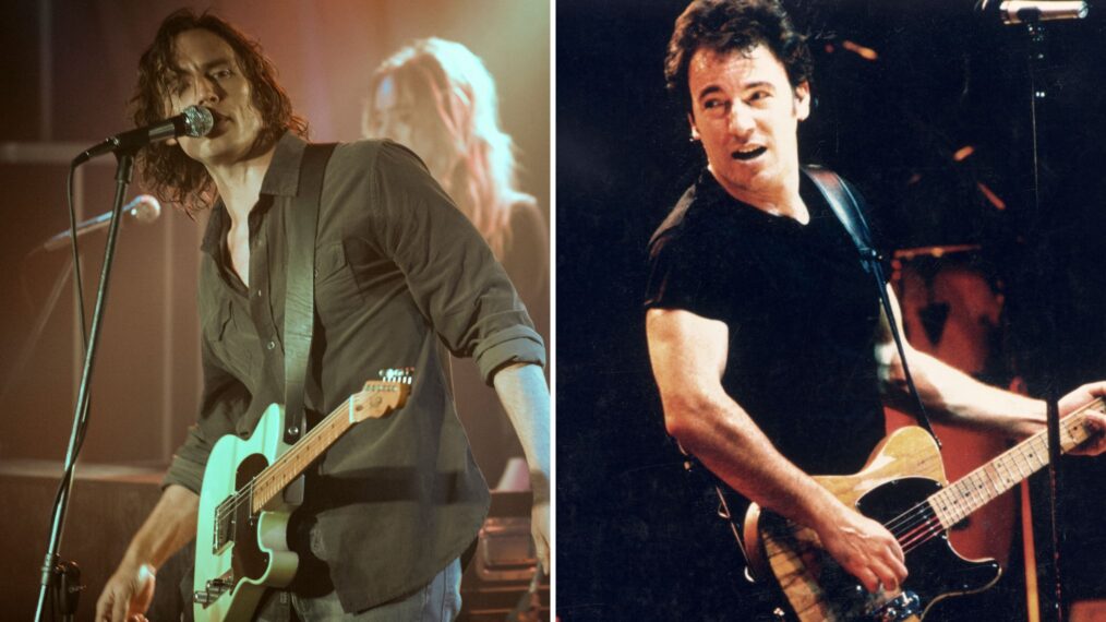 Billy Dunne (Sam Claflin) in 'Daisy Jones & The Six' vs. Bruce Springsteen