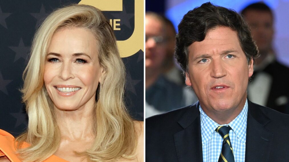 Chelsea Handler (L); Tucker Carlson (R)