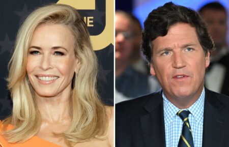 Chelsea Handler (L); Tucker Carlson (R)