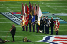 Chris Stapleton performs the national anthem before Super Bowl LVII between the Kansas City Chiefs and the Philadelphia Eagles