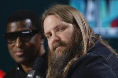 Chris Stapleton speaks during the Super Bowl LVII Pregame & Apple Music Halftime Show press conference