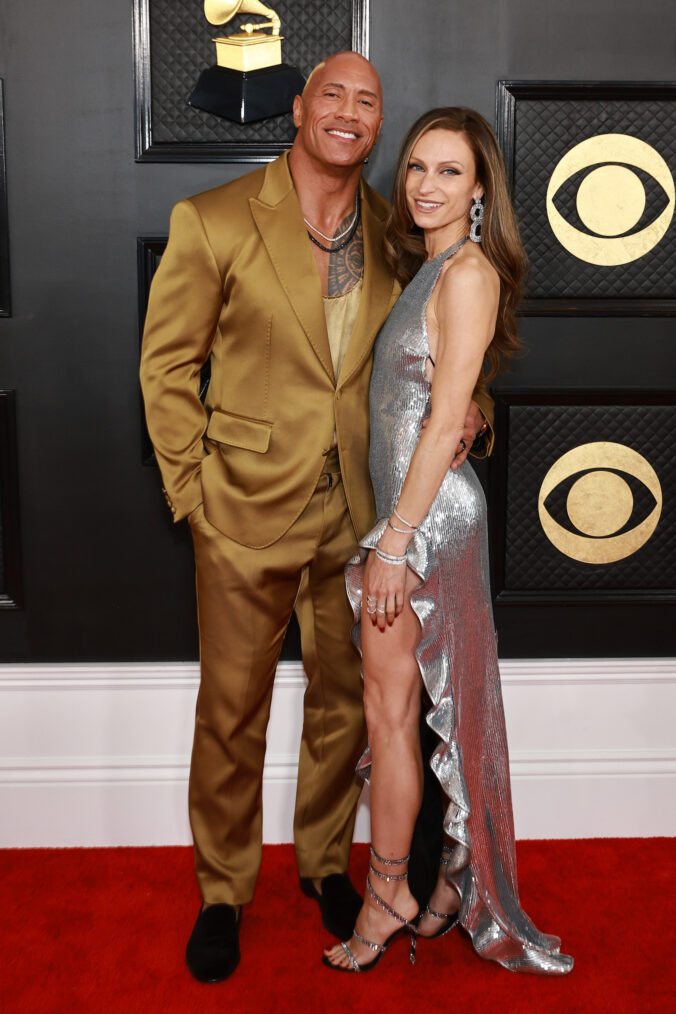 Dwayne Johnson and Lauren Hashian at the 2023 Grammys